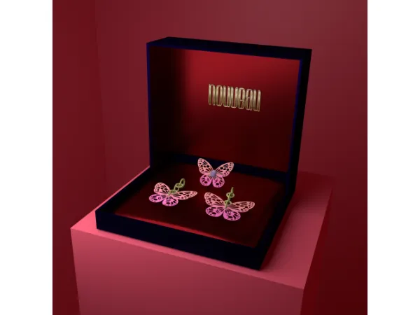 Alpha [Scarlett Bulckowisk] NOUVEAU Butterfly Collection Earrings and Ring - The Sims 4 Custom Content