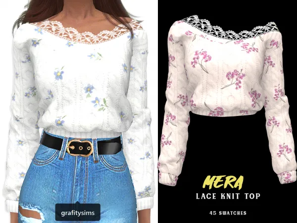 Alpha Mera Lace Knit Top - The Sims 4 Custom Content