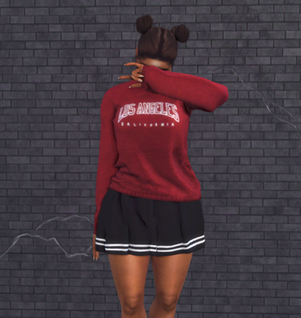Alpha Los Angeles Sweatshirt Sport Pleated Skirt by simmerkatex - The Sims 4 Custom Content