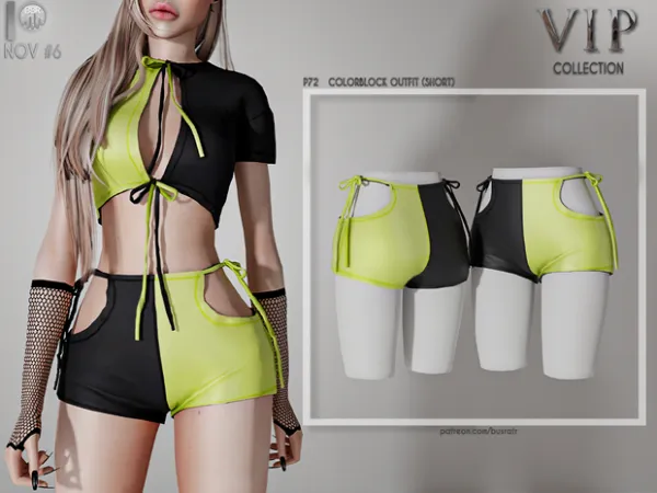 Alpha COLORBLOCK OUTFIT (SHORT) P72 tr by busratr - The Sims 4 Custom Content
