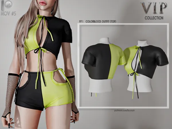 Alpha COLORBLOCK OUTFIT (TOP) P71 tr by busra - The Sims 4 Custom Content