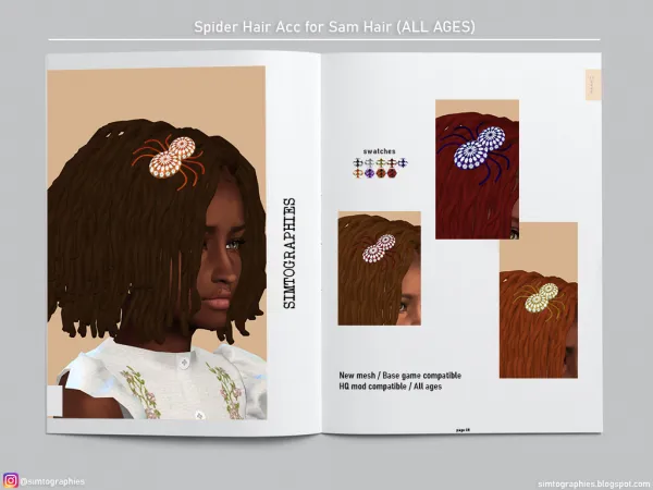 Alpha Spider Hair Acc for Sam Hair (ALL AGES) - The Sims 4 Custom Content