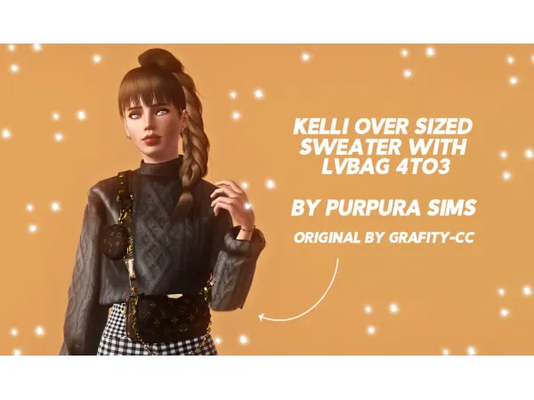 KELLI OVERSIZED SWEATER WITH LVBAG 4TO3 by PURPURA SIMS - The Sims 3 Custom Content