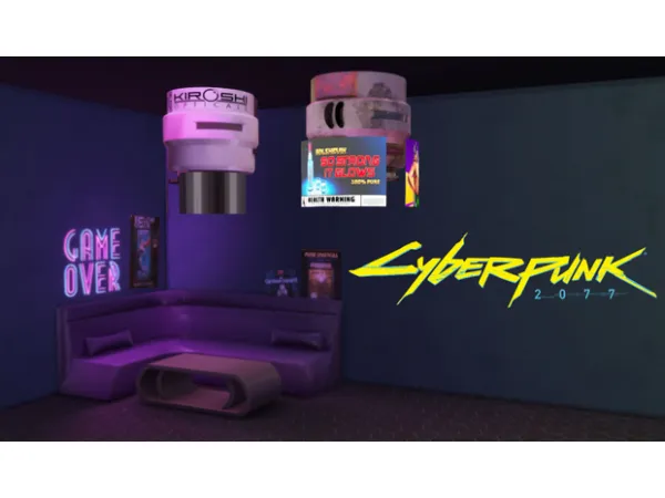 Maxis Match [Cyberpunk2077] Ceiling TV AD Deco by hamsterbellbelle - The Sims 4 Custom Content