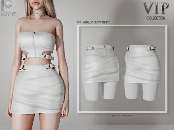 Alpha METALLIC OUTFIT (SKIRT) P76 tr by busra - The Sims 4 Custom Content