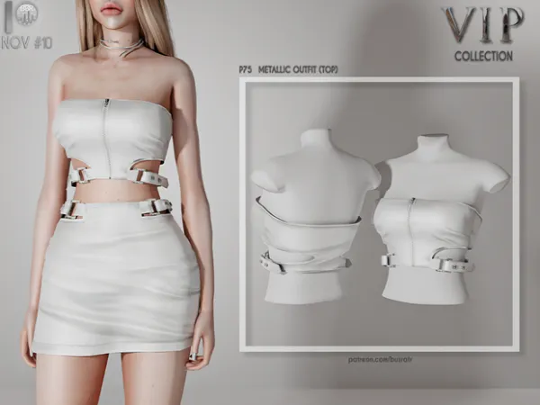 Alpha METALLIC OUTFIT (TOP) P75 tr by busra - The Sims 4 Custom Content