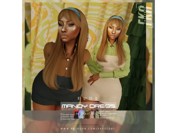 Alpha Mandy Dress by FKA - The Sims 4 Custom Content