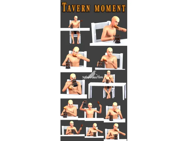Mix Tavern moment posepack Auditore by Natalia - The Sims 4 Custom Content