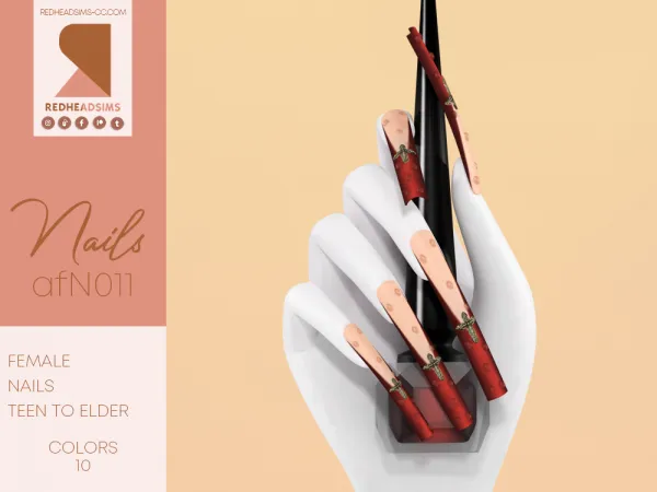 Alpha AF NAILS N011 - The Sims 4 Custom Content