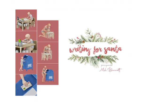Mix Advent Calendar 2 Writing for Santa Posepack by melbennett - The Sims 4 Custom Content