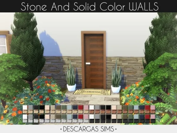 Maxis Match Stone and Solid Color Walls - The Sims 4 Custom Content