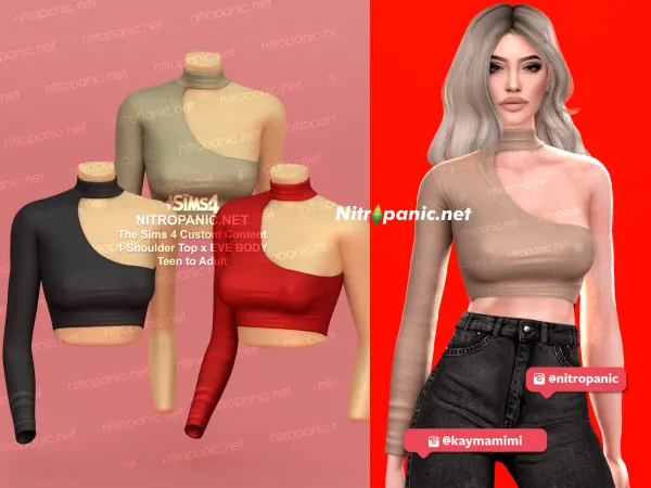 Alpha 1 Shoulder Top - The Sims 4 Custom Content