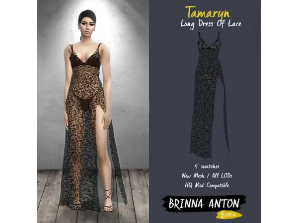 Alpha Tamaryn Long Dress Of Lace by simsfinds - The Sims 4 Custom Content