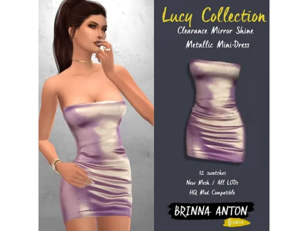 Alpha Clearance Mirror Shine Metallic MiniDress by simsfinds - The Sims 4 Custom Content