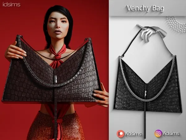 Alpha Venchy Bag Acc by polygoncouture - The Sims 4 Custom Content