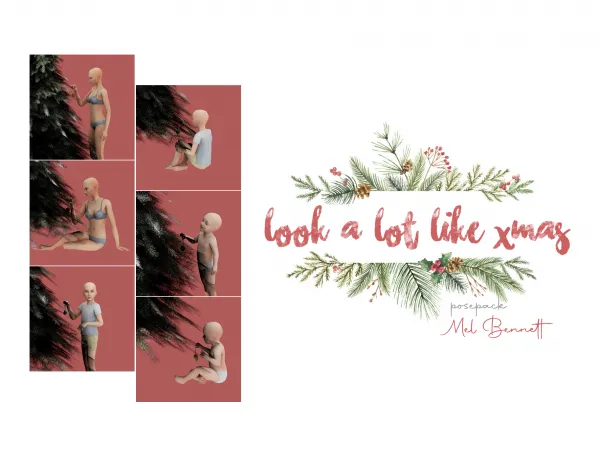 Maxis Match Advent Calendar 7 Look a Lot Like Xmas Posepack by melbennett - The Sims 4 Custom Content