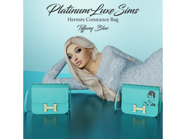 Alpha Hermès Constance Bag Tiffany Blue (Deco) by PlatinumLuxeSims - The Sims 4 Custom Content