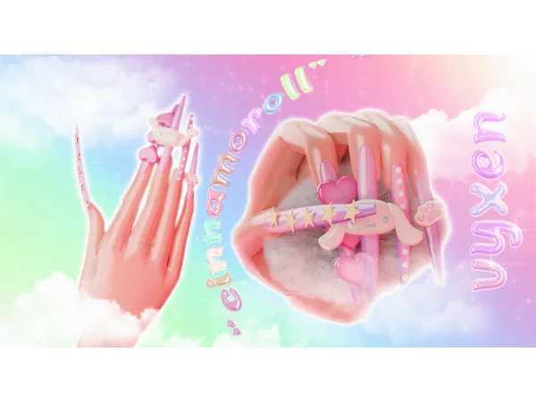 Alpha [VYXEN] CINNAMOROLL NAIL by simsfinds - The Sims 4 Custom Content