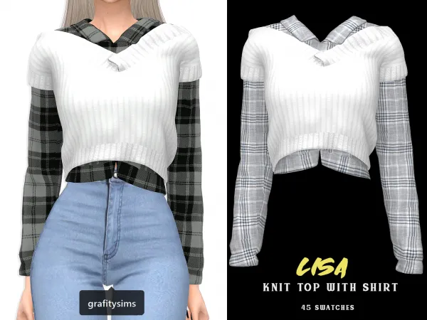 Alpha Lisa Knit Top with Shirt - The Sims 4 Custom Content
