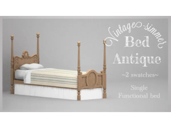 Alpha Bed Antique by simsfinds - The Sims 4 Custom Content
