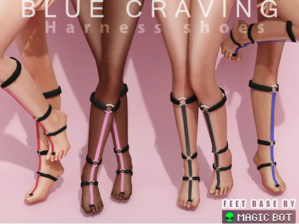 Alpha Blue Craving Harness shoes by bluecraving - The Sims 4 Custom Content