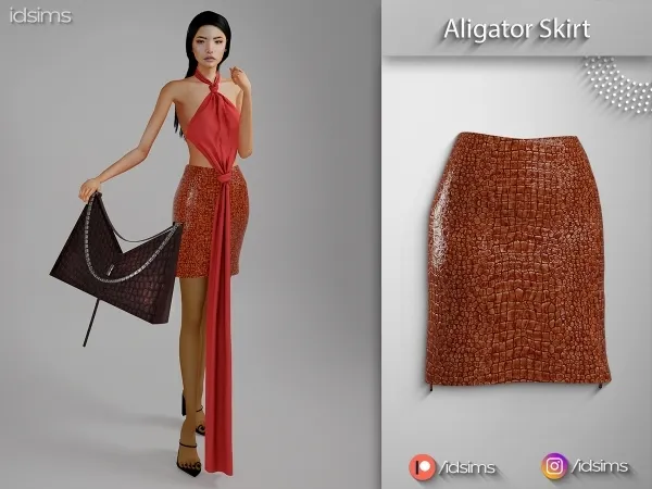 Alpha Aligator Skirt by polygoncouture - The Sims 4 Custom Content