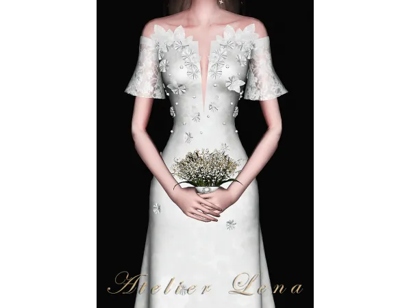 Alpha [Atelier Lena] Floral Slim Dress - The Sims 4 Custom Content