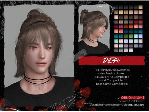 Alpha DiE4U HAIRSTYLE by OBSIDIAN SIMS - The Sims 4 Custom Content