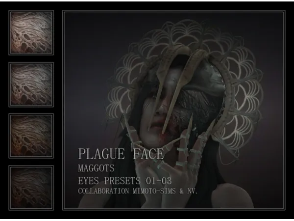 Alpha PLAGUE FACE MAGGOTS EYES PRESETS 01 03 by NV Games - The Sims 4 Custom Content