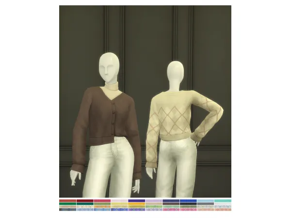 Maxis Match Cozy Cardigan F (3 Type 40 color) by simsfinds - The Sims 4 Custom Content
