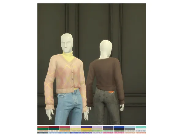 Maxis Match Cozy Cardigan M (2 Type 40 color) by simsfinds - The Sims 4 Custom Content