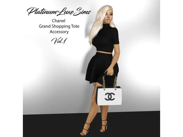 Alpha Chanel Grand Shopping Tote Bag Vol1 (Accessory) by PlatinumLuxeSims - The Sims 4 Custom Content