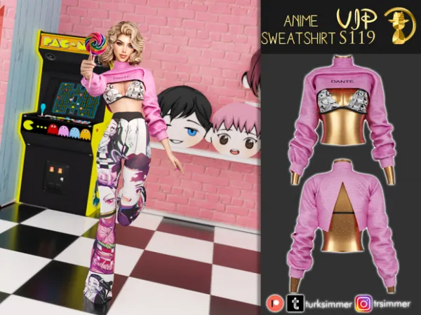 Alpha Anime Sweatshirt S119 by turksimmer - The Sims 4 Custom Content