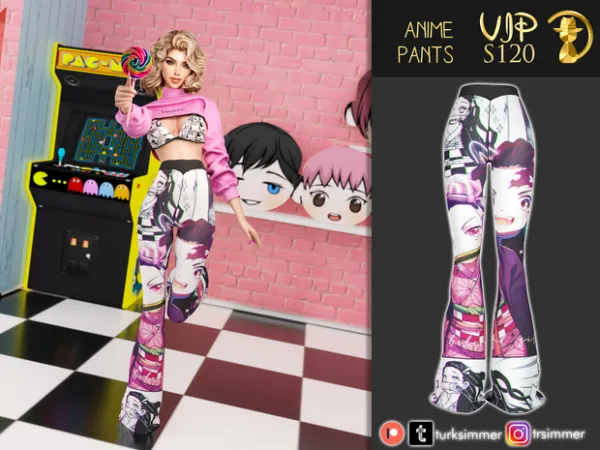 Alpha Anime Pants S120 by simsfinds - The Sims 4 Custom Content
