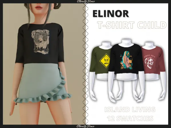 Alpha Elinor T Shirt Child - The Sims 4 Custom Content