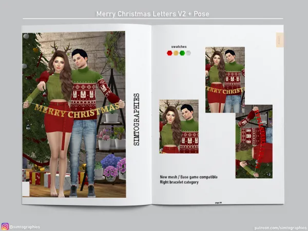 Mix Merry Christmas Letters V2 Pose - The Sims 4 Custom Content