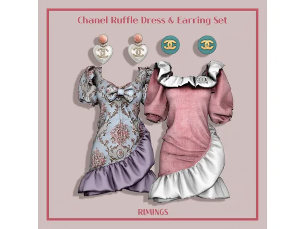 [RIMINGS] Chanel Ruffle Dress & Earring Set