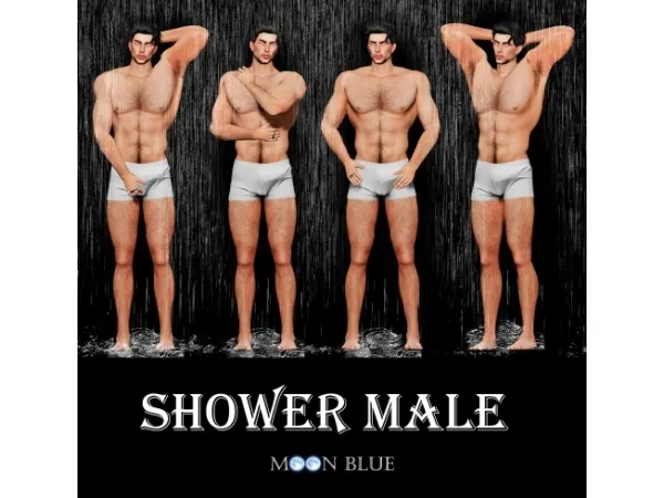Alpha SHOWER MALE MOON BLUE - The Sims 4 Custom Content