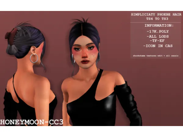 Simpliciaty Phoebe Hair ts4tots3 - The Sims 3 Custom Content