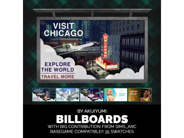 Maxis Match Billboards by Akuiyumi - The Sims 4 Custom Content