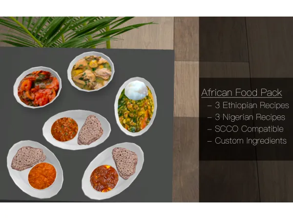 Maxis Match African Food Recipe Pack With Cookbook by simsfinds - The Sims 4 Custom Content