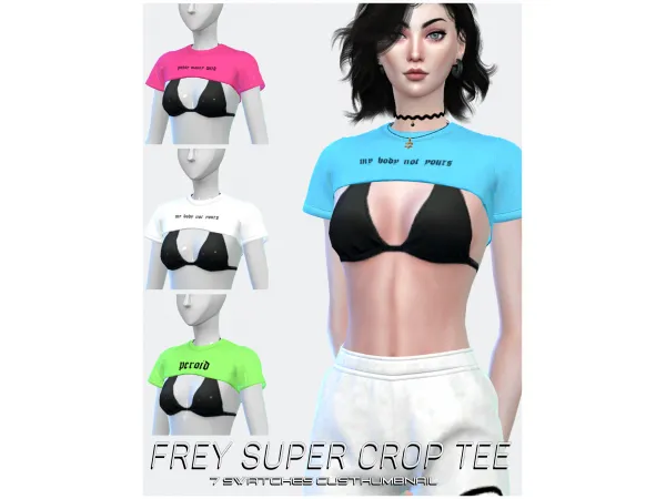Alpha Frey_Super Crop Tee - The Sims 4 Custom Content