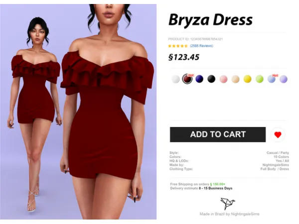 Alpha Bryza Dress by Nightingale Sims - The Sims 4 Custom Content