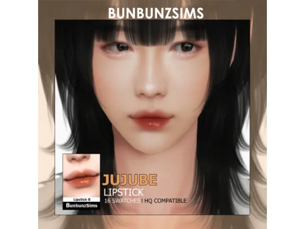 Alpha Jujube lipstick 16 swatches by BunbunzSims - The Sims 4 Custom Content