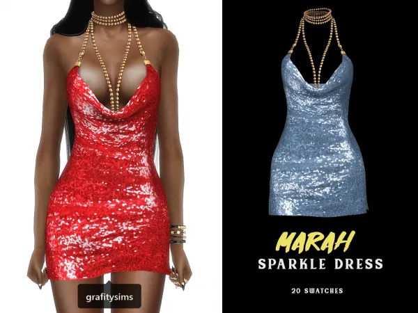 Alpha Marah Sparkle Dress - The Sims 4 Custom Content