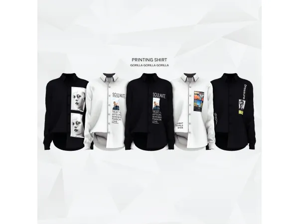 Alpha Printing Shirt by [Gorilla Gorilla Gorilla] - The Sims 4 Custom Content