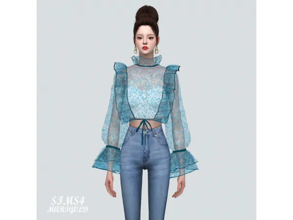 Alpha Glitter See Through Blouse by MariGold - The Sims 4 Custom Content