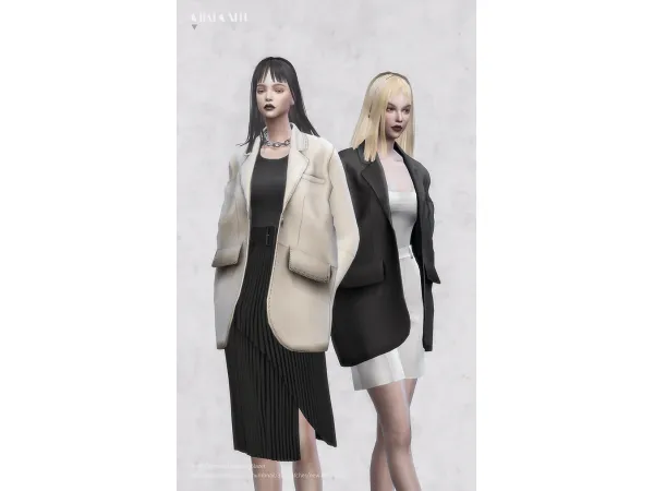 Alpha Arket Oversized Leather Blazer by Charonlee SIMS - The Sims 4 Custom Content