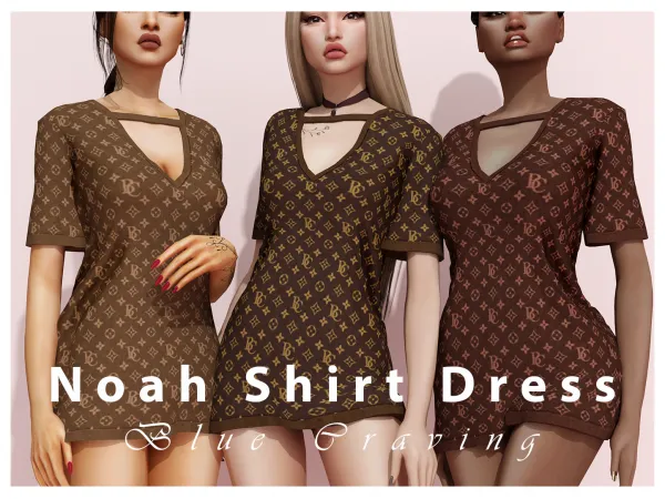 Alpha Blue Craving Noah Shirt Dress - The Sims 4 Custom Content