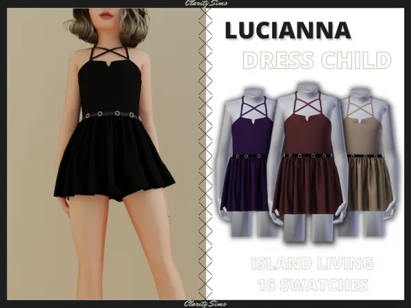 Alpha Lucianna Dress Child - The Sims 4 Custom Content